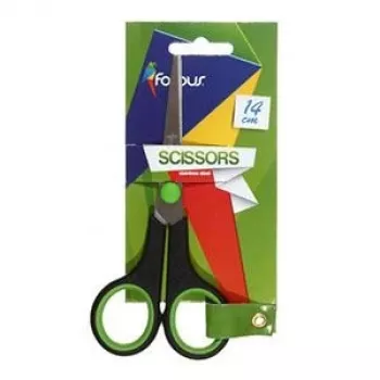 Tijeras FORPUS FO60605 14 cm, mangos engomados, hojas de acero inoxidable