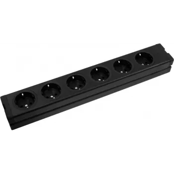Regleta de enchufes EUROLITE 30240080 — 6 tomas, carcasa de aluminio, negro