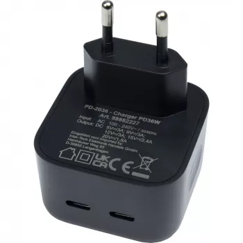 Cargador para smartphone Inter-Tech PD-2036, negro, AC, interior