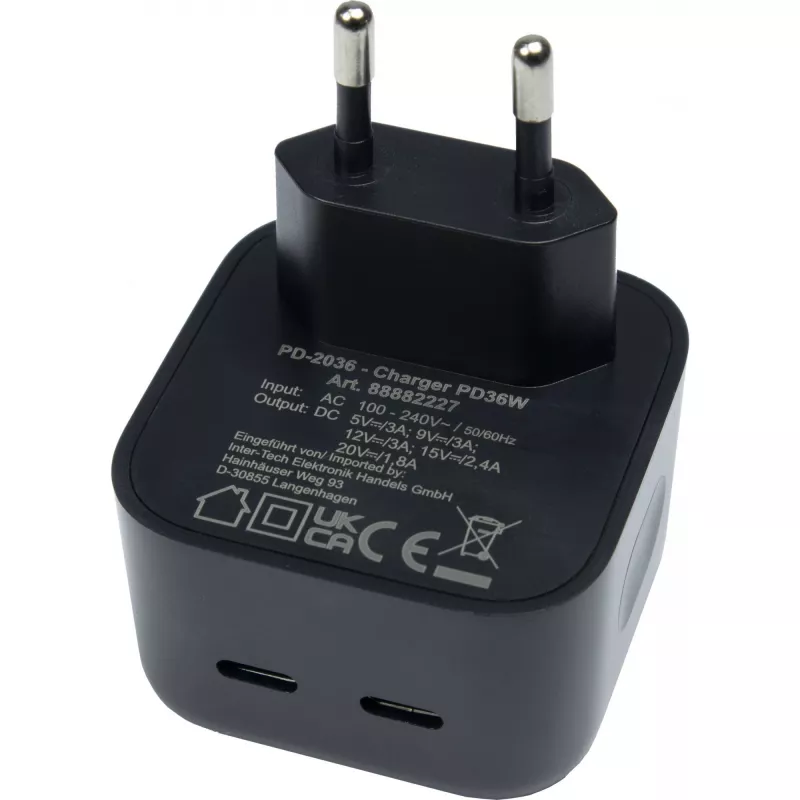 Cargador para smartphone Inter-Tech PD-2036, negro, AC, interior