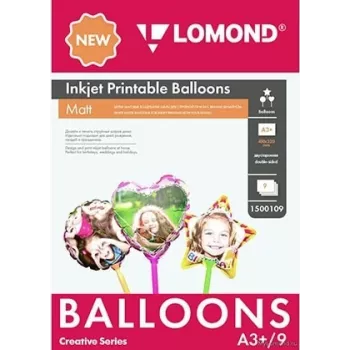 Globos imprimibles Lomond para inyección de tinta A3+, 9 hojas (globo/corazón/estrella) doble cara