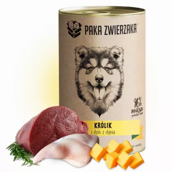 PAKA ZWIERZAKA Conejo y jabalí con calabaza - Comida húmeda para perros - 400 g