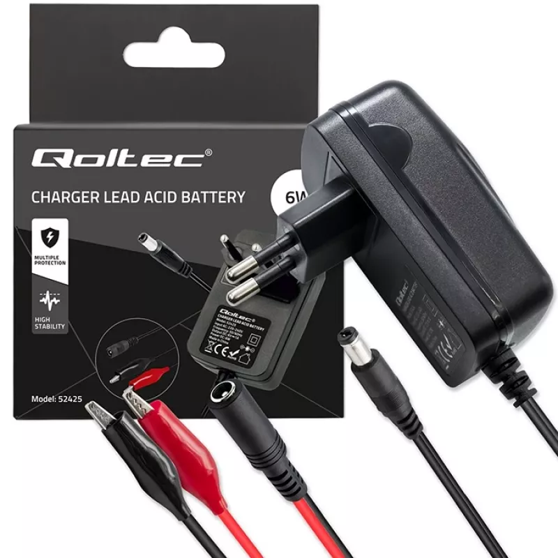 Cargador de baterías QOLTEC Charger AGM GEL STD 6V 1A para baterías de plomo-ácido de 6V, AGM y gel