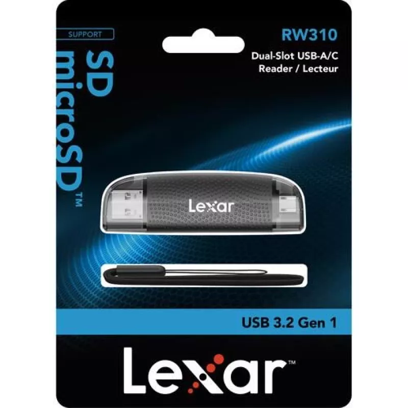 Lexar LRW310X-BNBNG lector de tarjetas microSD/SD dual USB-A/USB-C, USB 3.2