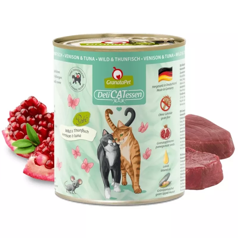 Comida húmeda para gatos Fox4Pets DeliCATessen Caza y Atún 800 g — Caza y Atún, adulto, alimento completo, sin gluten ni soja