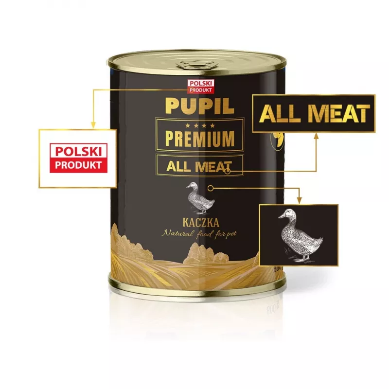 PUPIL Premium All Meat Gold pato - Comida húmeda para perros - 800g