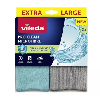 Paño de limpieza VILEDA Pro Clean universal con enzimas activas, gris, pack de 2, lavable a máquina