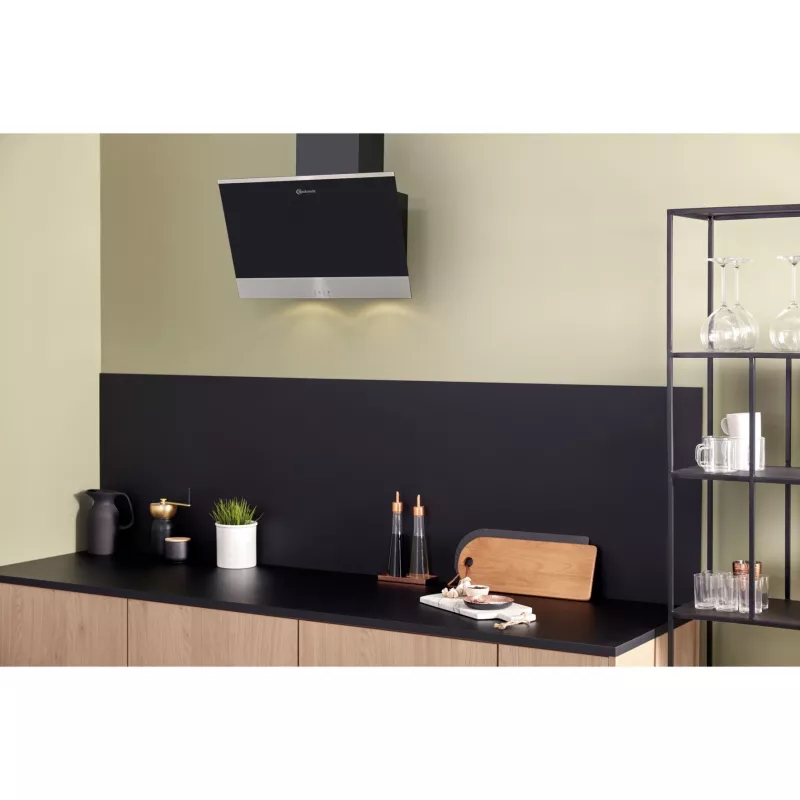 Bauknecht RBHVP 63 LM K campana de pared, 60 cm, extracción/recirculación, LED, negro/acero inoxidable