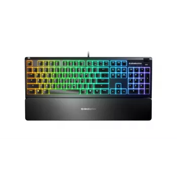 SteelSeries Apex 3 Teclado gaming, distribución US, con cable, Negro SteelSeries Apex 3 Teclado gaming, resistente al agua IP32 para protección contra derrames, Cu