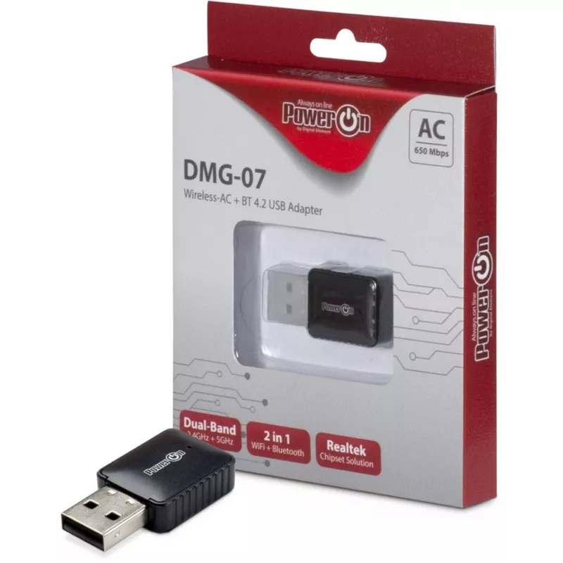 Inter-Tech DMG-07 – inalámbrico – USB – Wi-Fi / Bluetooth – Wi-Fi 5 (802.11ac) – 650 Mbit/s – negro (88888146)
