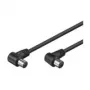 Wentronic Goobay Cable de conexión de antena en ángulo, negro, 2,5 m - conector macho IEC/coaxial 90° conector hembra IEC/coaxial 90° (11526)