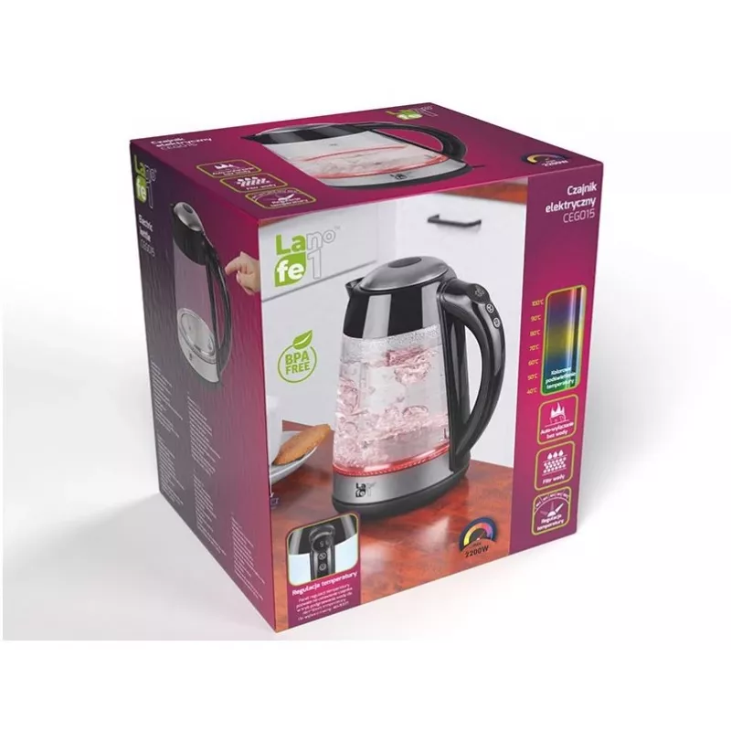 Hervidor de agua Lafe LAFCZA46806, 2200 W, 1,7 l, negro