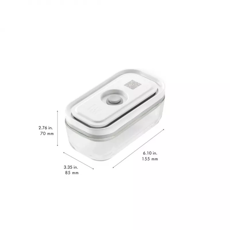 ZWILLING Fresh & Save 36803-003-0 set de recipientes rectangulares de vidrio al vacío, 3 uds. (S/M/L, 0,35/0,75/1,6 L), borosilicato, apto para microondas/horno/lavavajillas, gris/transparente