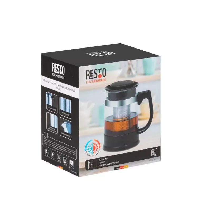 Resto Kitchenware 90512 tetera individual 950 ml negro, transparente