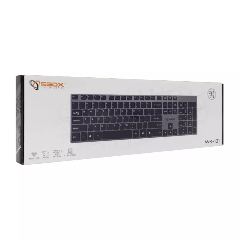 Teclado inalámbrico SBOX WK-131 US, diseño compacto de metal, distribución US