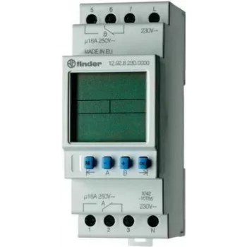 Temporizador Finder para carril DIN tensión de alimentación: 230 V/AC 12.92.8.230.0000 2 conmutadores 16 A 250 V/AC programa diario