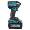 Makita TD002GD202 atornillador de impacto inalámbrico, 40 V XGT, sin escobillas, 220 Nm, hexagonal de 1/4", luz LED, con 2 baterías de iones de litio de 2,5 Ah, cargador rápido y maletín