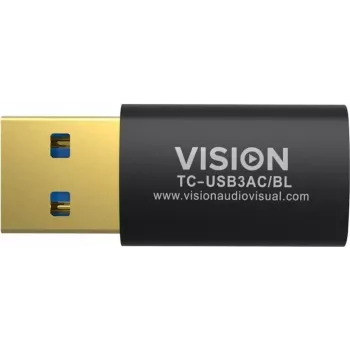 Vision Professional - Adaptador USB - USB Type-A (M) a USB-C de 24 pines (H) - USB3.0 - Negro (TC-USB3AC/BL)