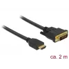 DeLOCK - cable de vídeo - HDMI / DVI - DVI-D (M) a HDMI (M) - 2,0 m - triple aislamiento - negro - tornillos moleteados (85654)
