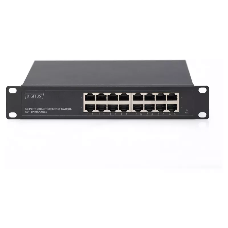 Switch de red DIGITUS 10 pulgadas Gigabit Ethernet 16 puertos no gestionado (módulo rack)