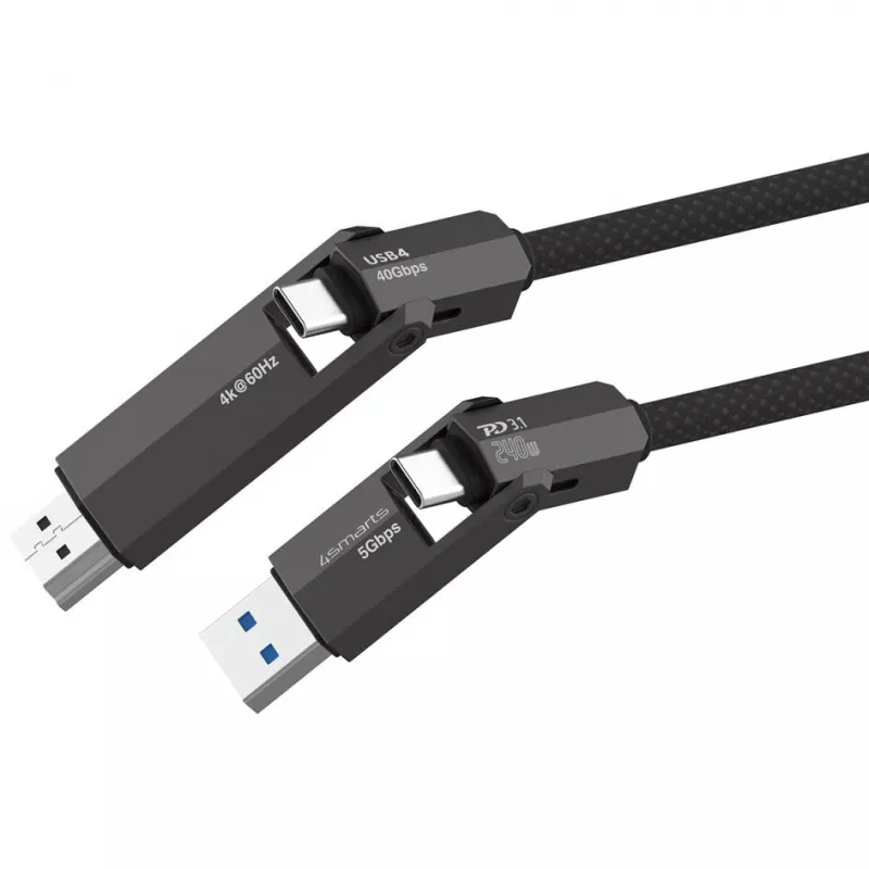 Cable USB4 a HDMI 4smarts ComboCord 240W 1,5 m – USB4 a HDMI, alimentación de 240W, longitud 1,5 m