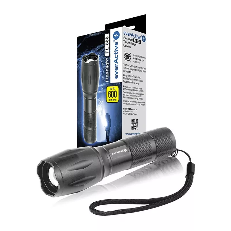 Linterna LED everActive FL600, 600 lm, CREE XM-L2, 18650 / 3x AAA