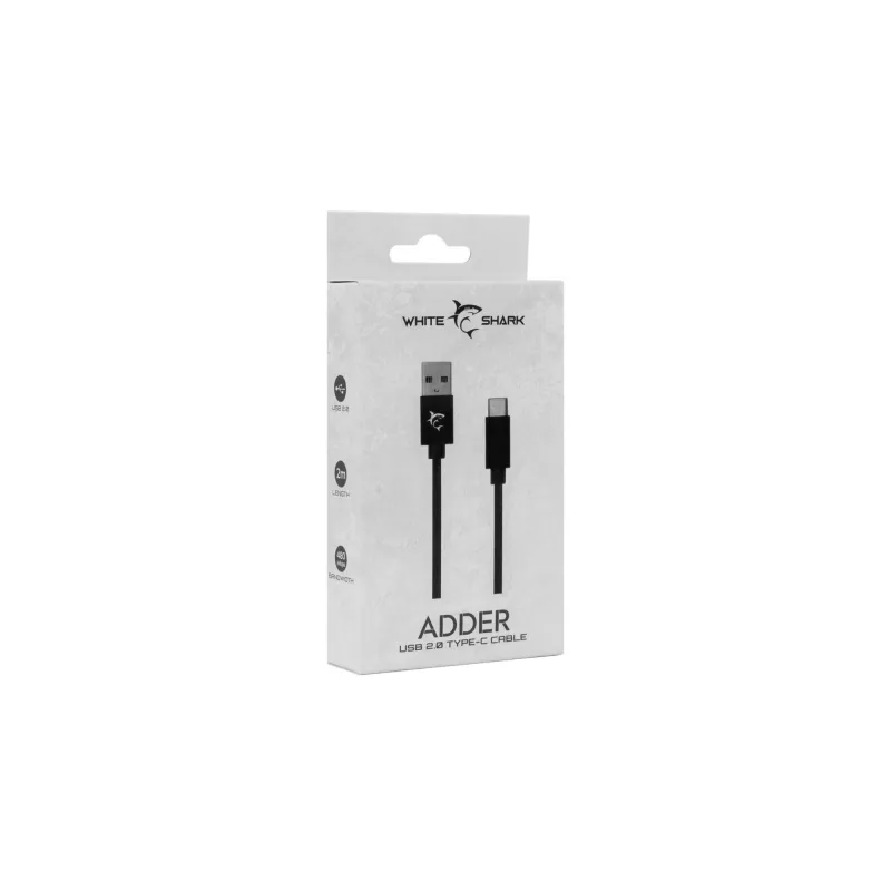 Cable USB a USB-C White Shark Adder 2 m – cable de carga y transmisión de datos, blanco