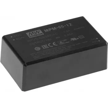 Fuente de alimentación MEAN WELL MPM-65-48, para interior 65 W, entrada 80–264 V, negro, 52×87×29,5 mm
