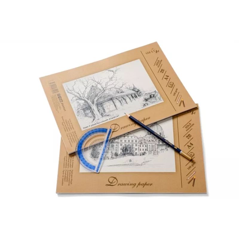 Papel de dibujo y boceto SMLT A4, 160 g/m², 20 hojas, encolado