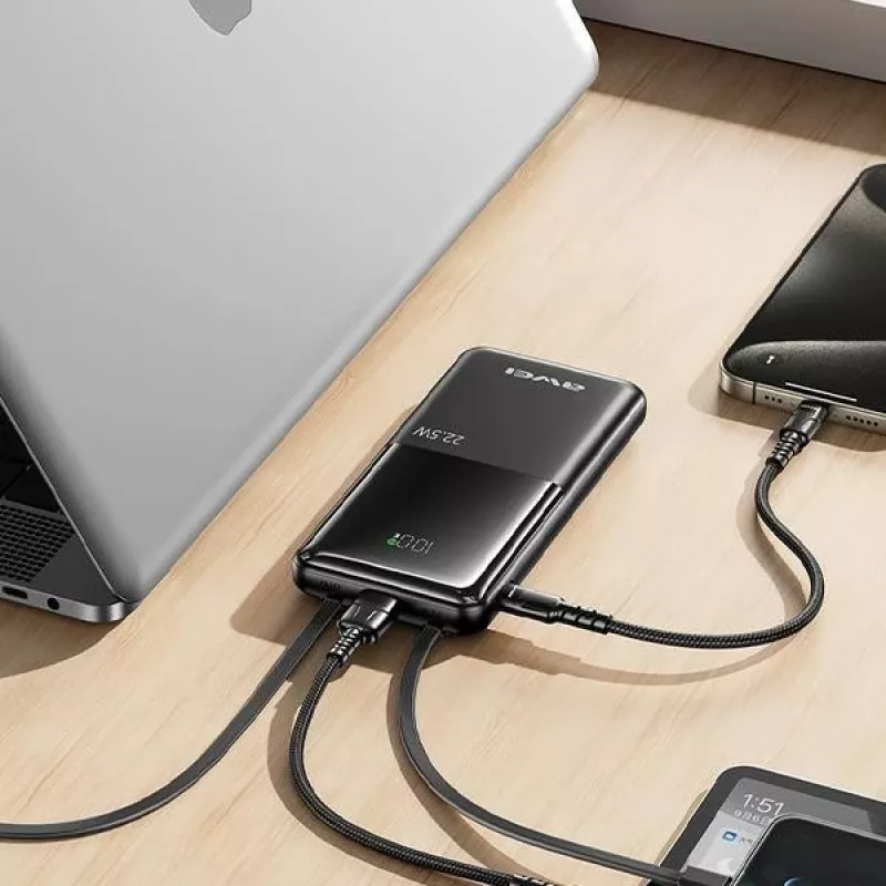 Batería externa 10000mAh P76K 22,5W 4 salidas de carga dos cables