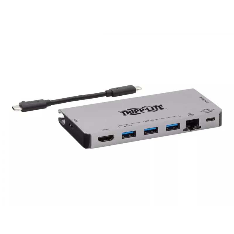 Dock USB-C - 4K HDMI, USB 3.2 Gen 1, hub USB-A, GbE, tarjeta de memoria, carga PD 100W, cable extraíble U442-DOCK5D-GY