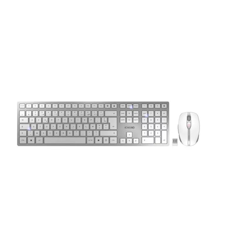 CHERRY DW 9100 slim Teclado Ratón incluido Universal RF Wireless + Bluetooth AZERTY Francés Plata