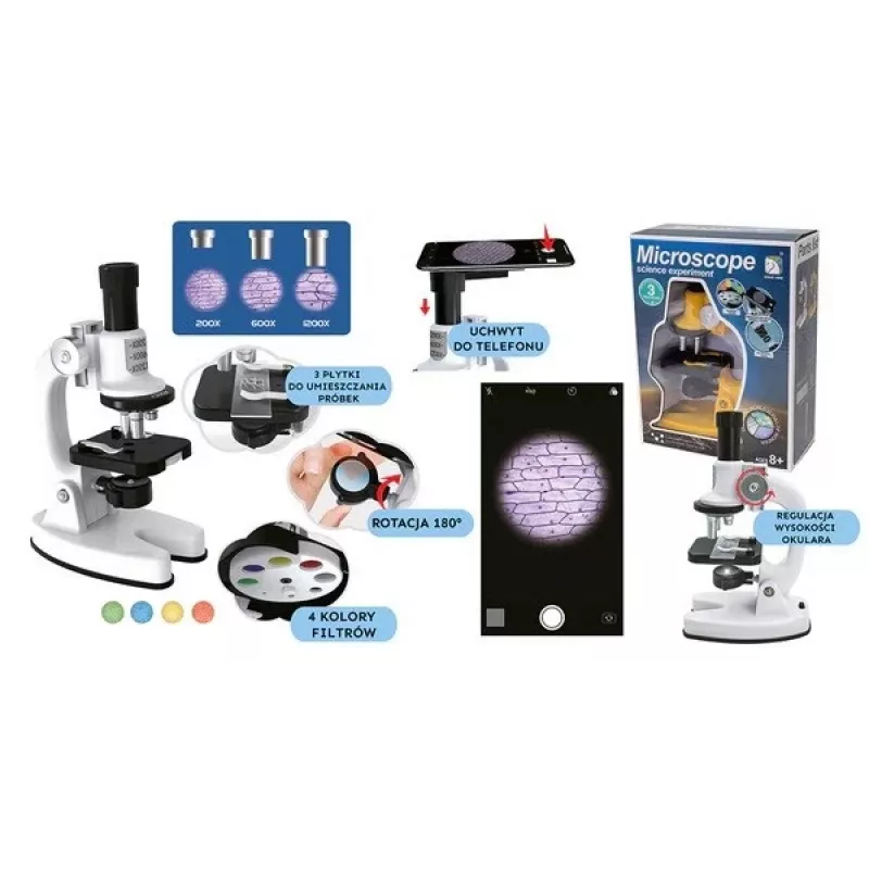 Microscopio Ascato 124582, aumento 40x, iluminación LED, microscopio didáctico y de laboratorio