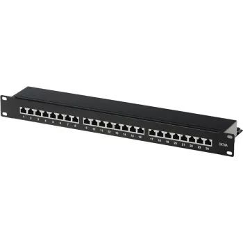 Panel de parcheo helos 146868 — Rackmount RJ-45 24 puertos