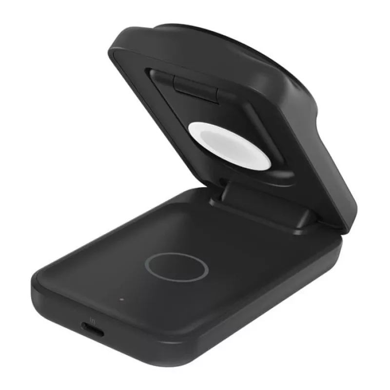 Belkin UltraCharge soporte de carga inalámbrica plegable 3 en 1 Qi2 de 25 W, negro (WIZ036KQBK)