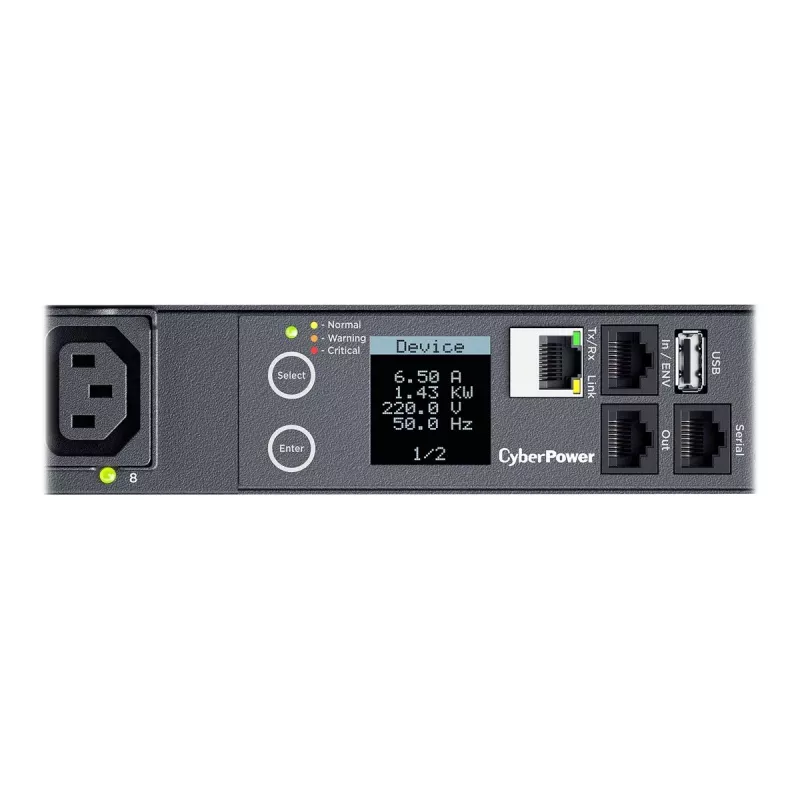 Unidad de distribución de energía (PDU) CyberPower PDU41005 8 salidas AC 1U Negra