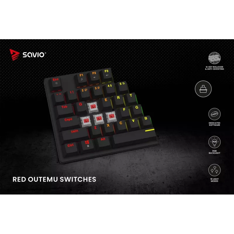 Teclado mecánico RGB Tempest X2 Outemu Red Savio Savgk-tempest X2 Red