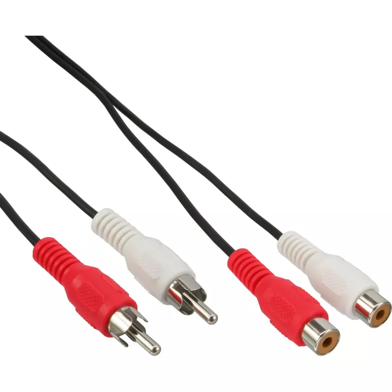 Cable de audio InLine 2x RCA conector macho / conector hembra 20m, 2 x RCA, conector macho, 2 x RCA, conector hembra, 20 m, negro