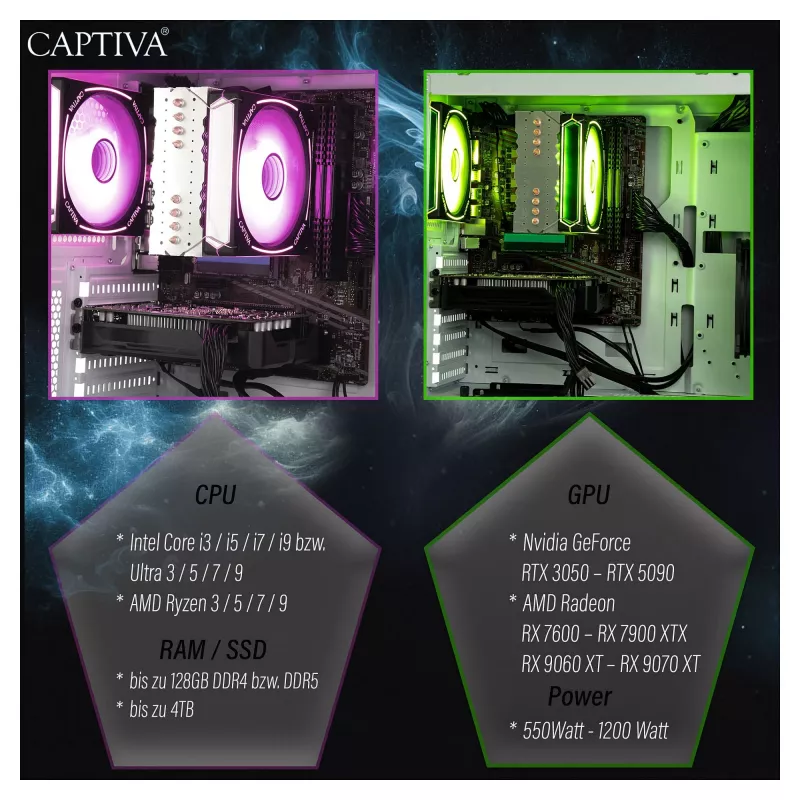 Ordenador Captiva CAPTIVA PC Advanced Gaming R92-912 Ryzen 7 5700X 32GB SSD 1TB RTX5060 8GB Windows 11 Home 64-bit