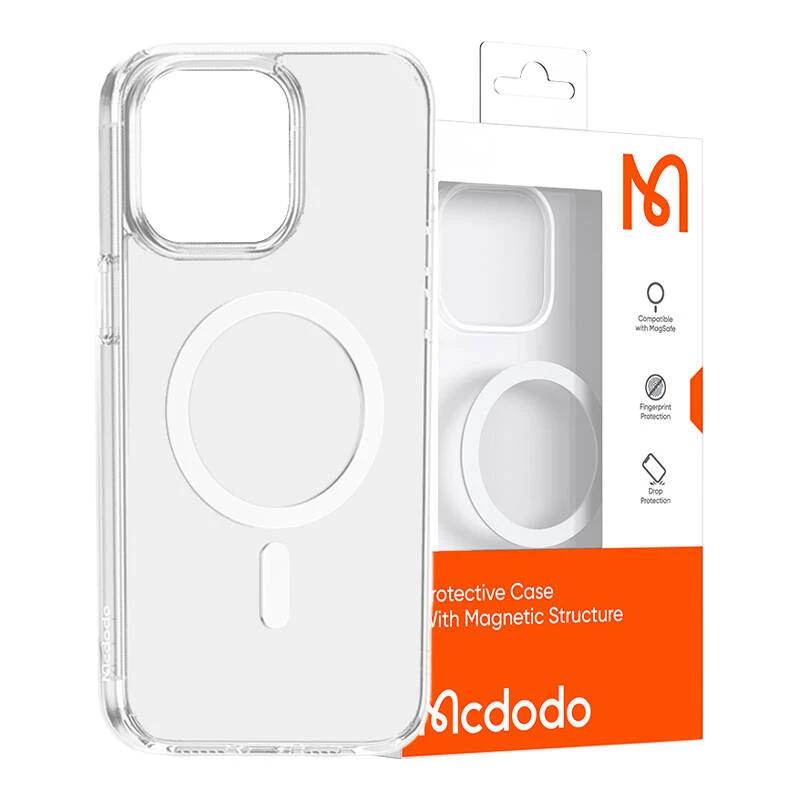 Funda magnética McDodo para iPhone 15 Pro (transparente)
