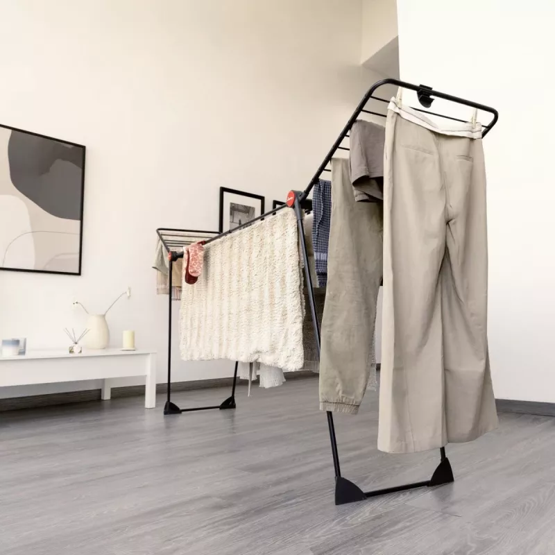 Tendedero VILEDA Infinity Flex Ultimate Telescópico — negro, aluminio recubierto, 30 m de superficie de secado, plegable, ruedas