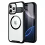 Funda protectora GUAN para Apple iPhone 16 Plus con cristal templado 10H y soporte, parte trasera transparente con marco negro