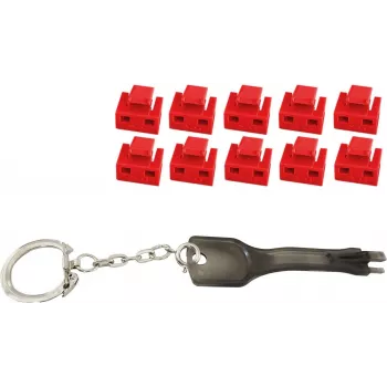 Bloqueador de puerto RJ45 ShiverPeaks BS08-01033 — pack rojo de 10 bloqueadores con 1 llave maestra