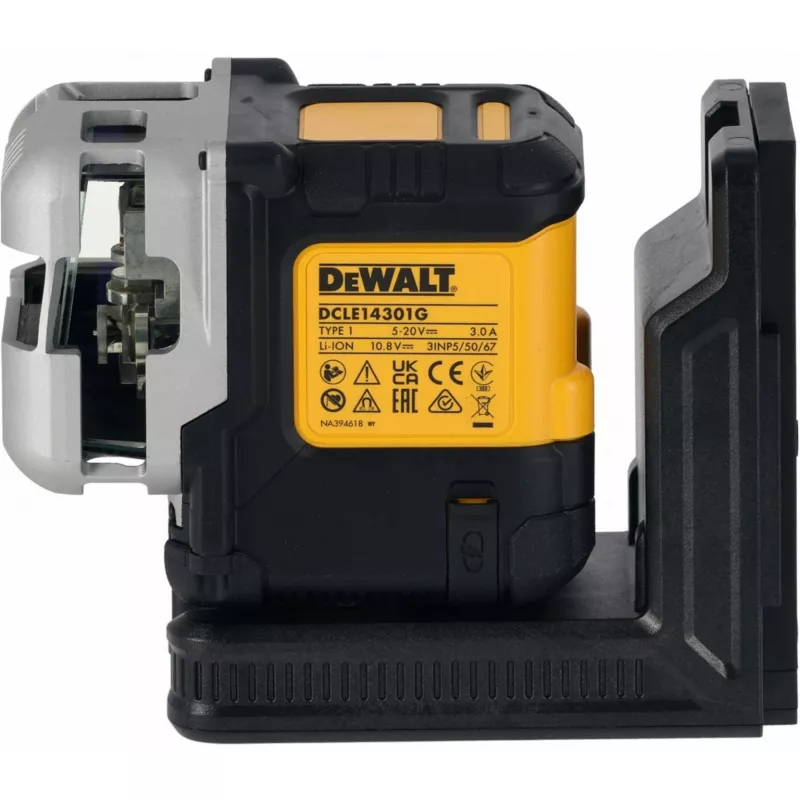 Láser multlínea a batería DeWalt DCLE14301GB 3×180° línea cruzada, 18V, líneas verdes, Powerstack Li-Ion integrado