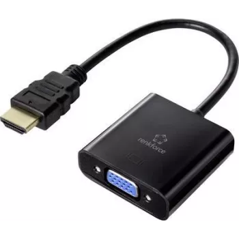 Adaptador de cable Renkforce RF-4531578 HDMI VGA - 3,5 mm Negro (RF-4531578)