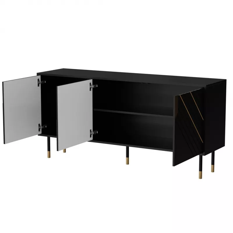 Cómoda Cama 3D MOUNTAIN 154x40x72 negro + dorado