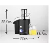 Exprimidor centrífugo Adler AD 4127 — 1000 W, negro, jarra de zumo, 3,9 kg