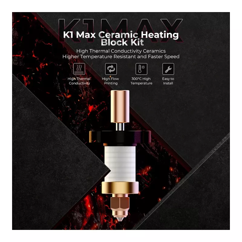 Bloque calefactor Creality 3D 4001030123 K1 K1Max negro cobre rojo