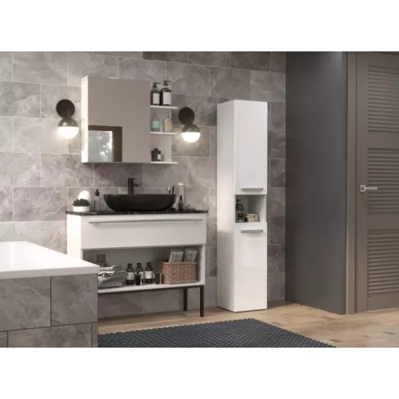 Armario de baño NEL I 31x30x174 cm, blanco, brillo