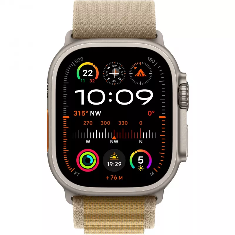 Correa Apple 49mm Tan Alpine Loop Small Acabado titanio natural